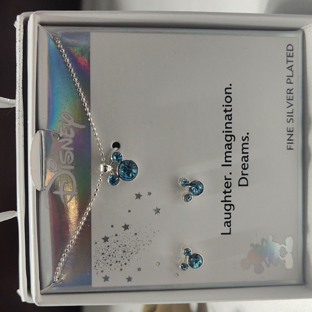 Disney Silver Necklace with Sparkling Blue Charms - Picture 2 of 5